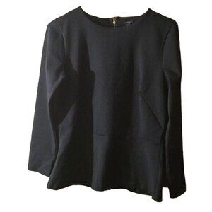 J.CREW XS Black Peplum Zipper Back Business Casual Preppy Shirt